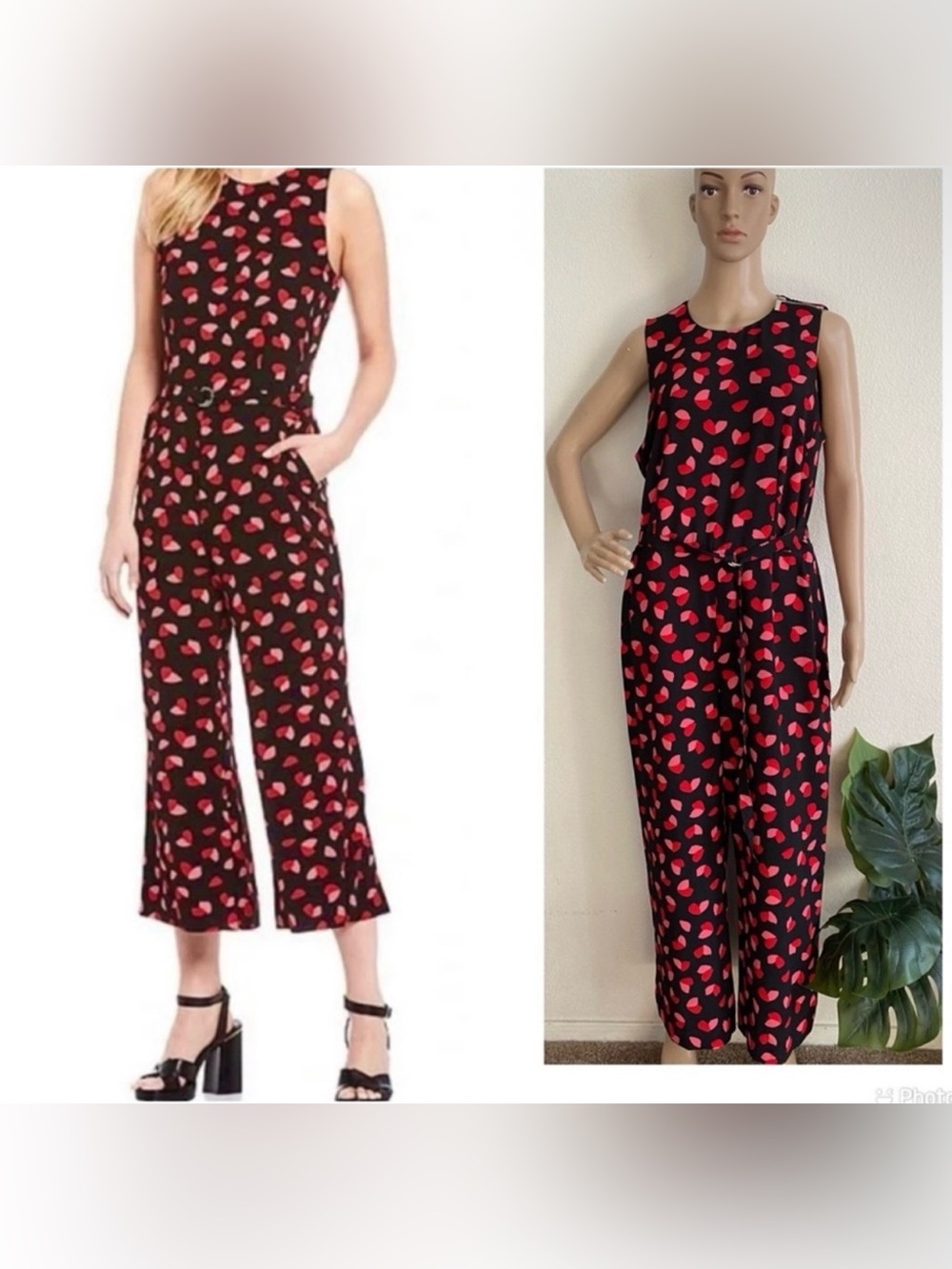 Michael Kors Petal Passion Print‎ Sleeveless Cropped Jumpsuit Size 12 NWT